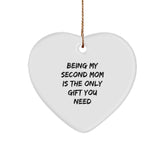Second Mom Gifts, Heart Ornament with Inspirational Quote, Gifts from Family to Second Mom, Christmas Unique Gifts, Be My Second Mom - Image 1